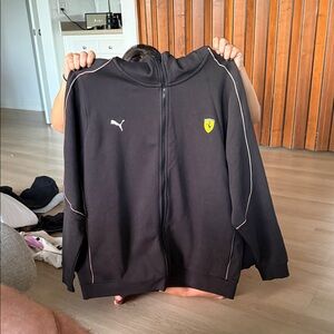 Puma Ferrari Black Track Jacket with Ferrari Emblem XL